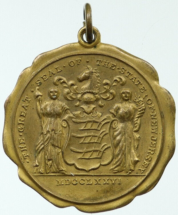 1900-1925 NEW JERSEY GREAT SEAL Antique Gold-PLATED United States Medal i117702