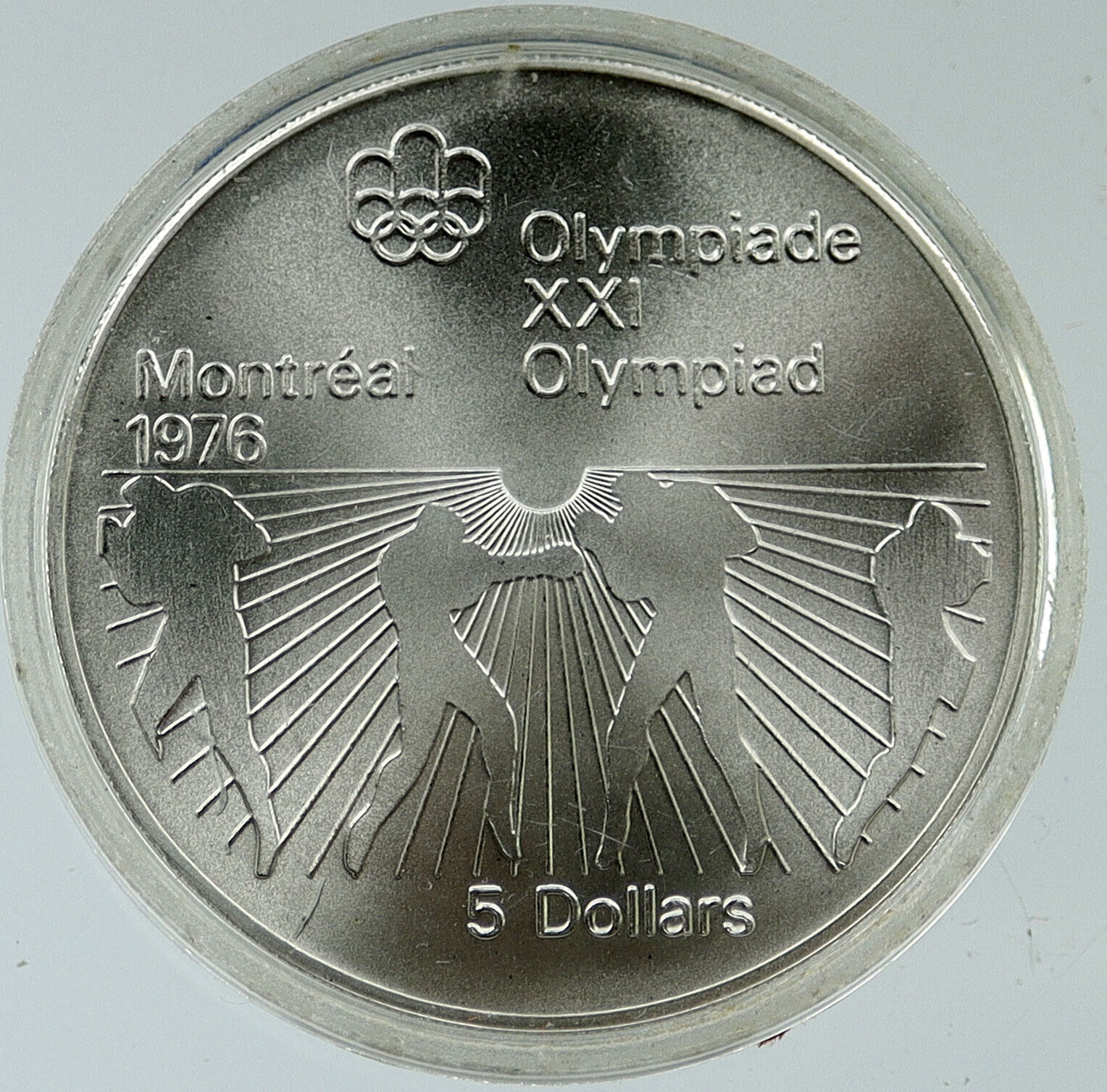 1976 CANADA Elizabeth II Olympics Montreal BOXING Old Silver BU $5 Coin i116975