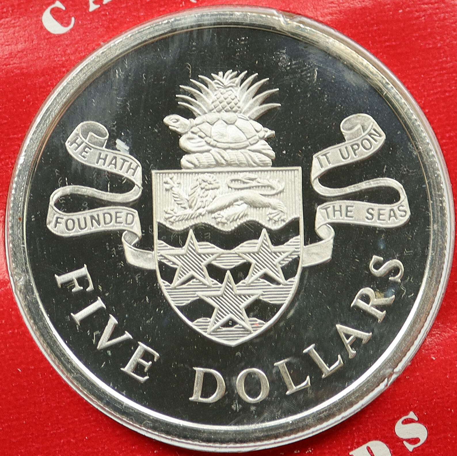 1974 CAYMAN ISLANDS Queen Elizabeth II VINTAGE OLD Proof Silver $5 Coin i116978
