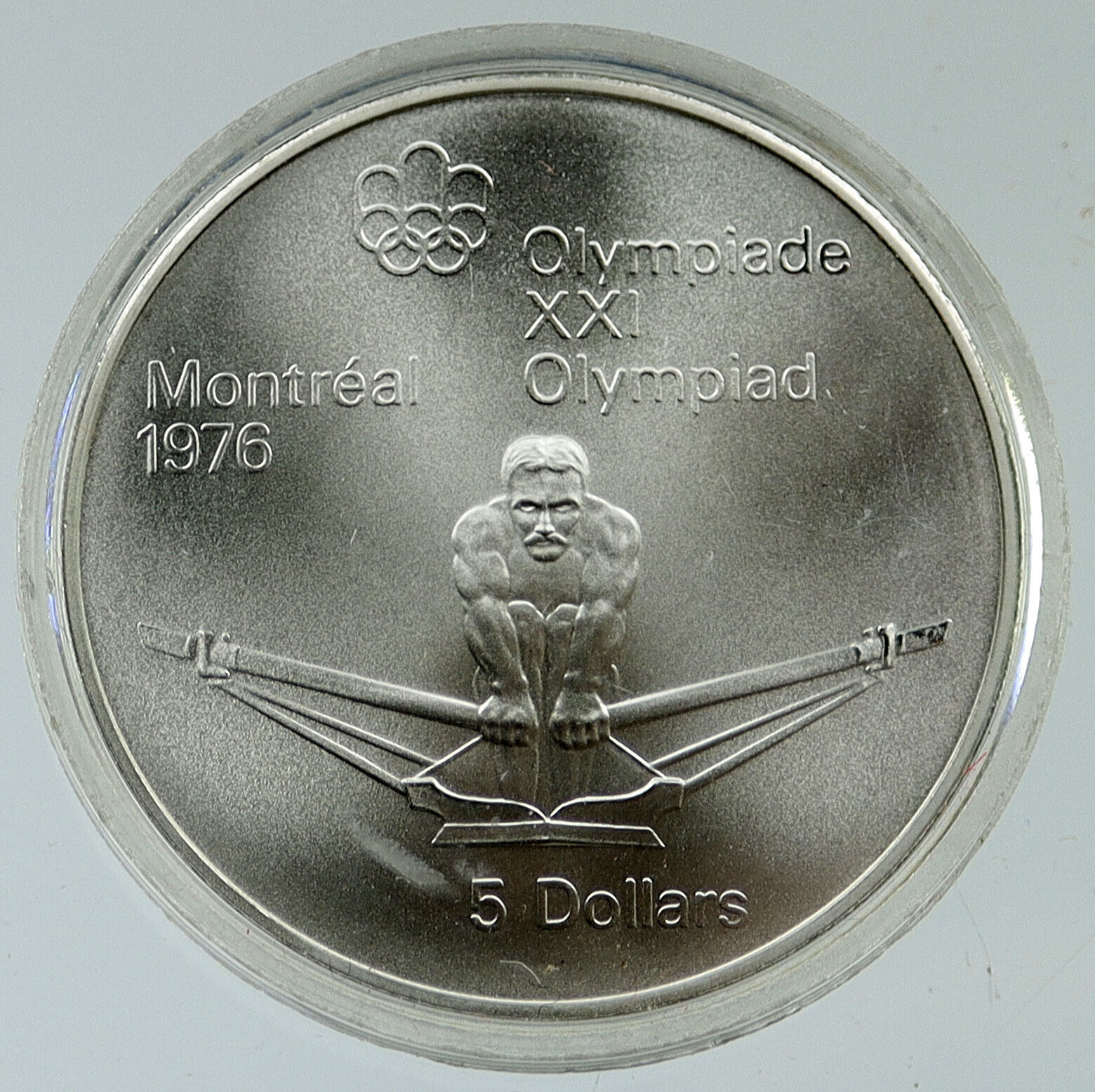 1976 CANADA Queen Elizabeth II Olympics Montreal ROWING BU Silver 5 Coin i116977