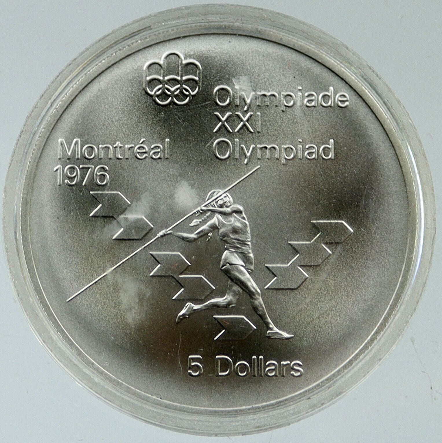1975 CANADA Montreal XXI Olympics WOMEN'S JAVELING THROWING Silver Coin i116979