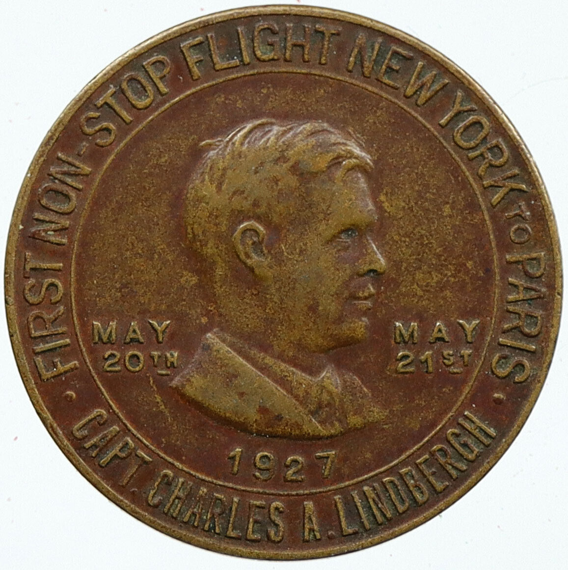 1927 USA Charles LUCKY Lindbergh Pilot Spirit of Saint Louis OLD Medal i116117