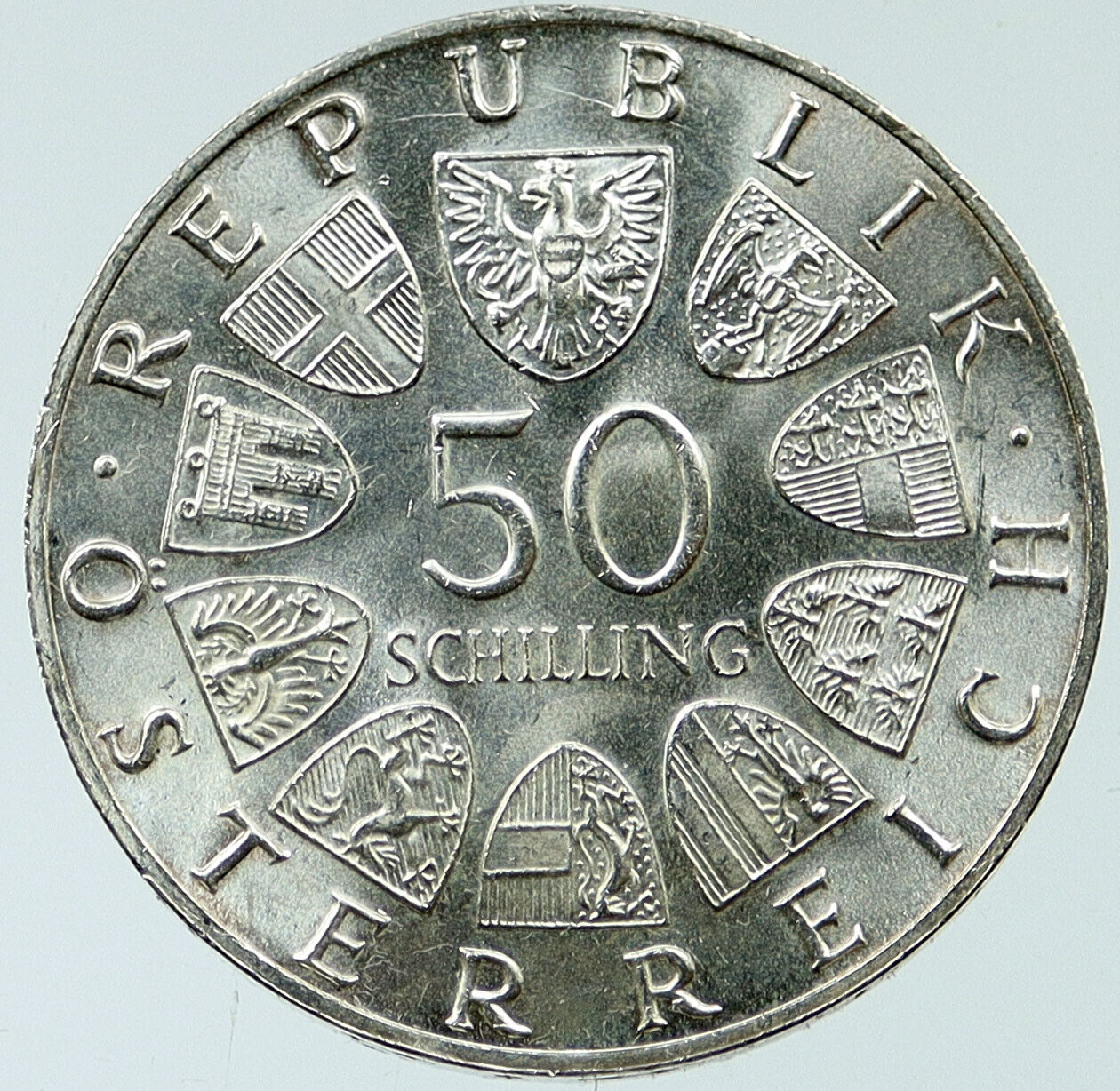 1967 AUSTRIA Blue Danube Waltz Violin VINTAGE Silver 50 Shilling Coin i117626