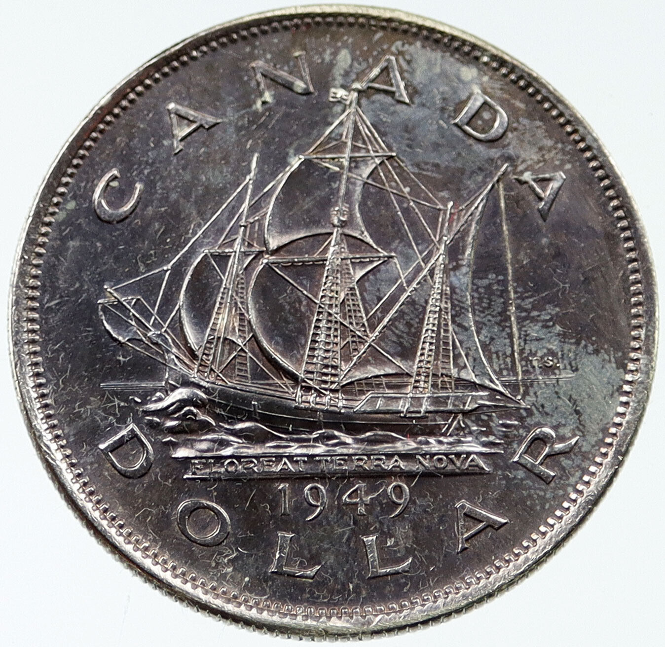 1949 CANADA UK King George VI SHIP Newfoundland OLD Silver Dollar Coin i117638