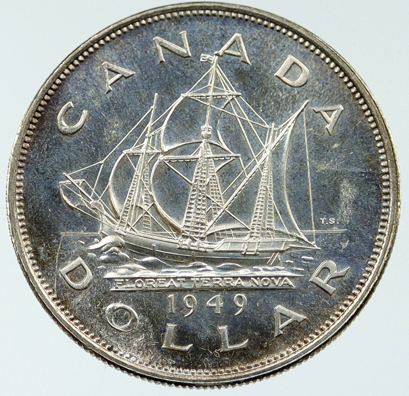 1949 CANADA UK King George VI SHIP Newfoundland OLD Silver Dollar Coin i117637