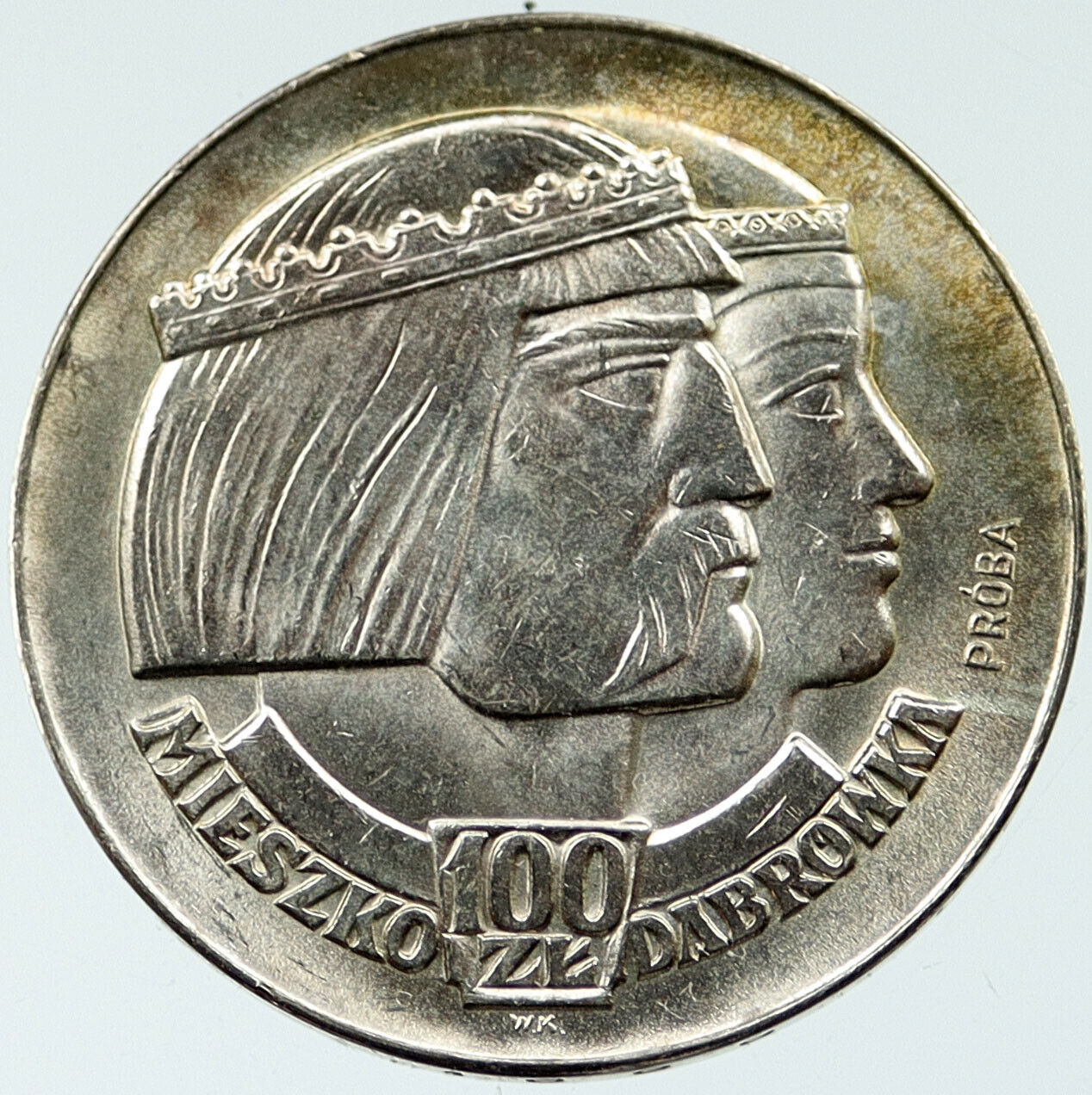 1966 POLAND KING Mieszko Doubravka PROBA 0.57oz Silver 100 Zlotych Coin i117651