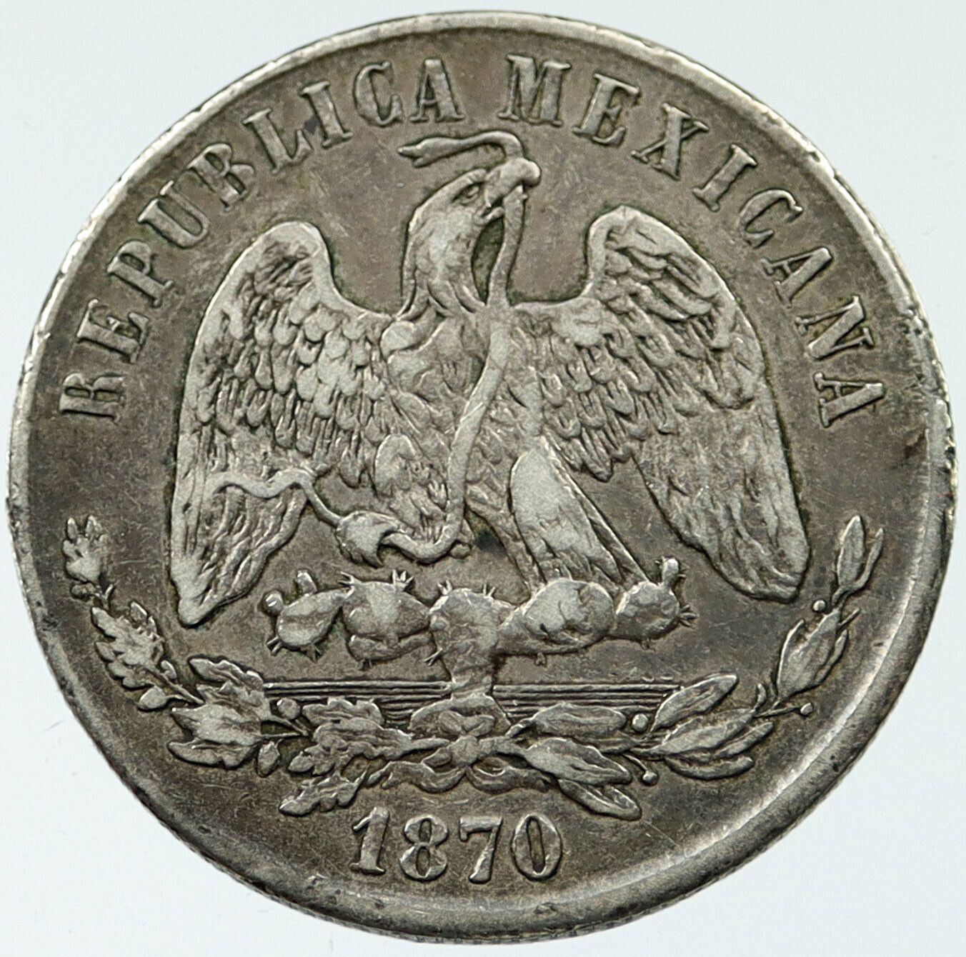 1870 Zs H MEXICO Liberty Cap & Eagle 0.78oz Silver 1 PESO MEXICAN Coin i117652