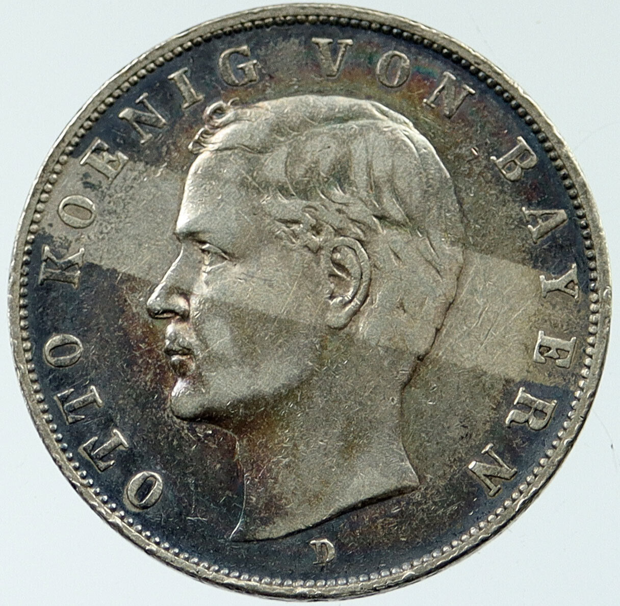 1909 D Germany BAVARIA King OTTO 0.48oz Silver 3 Mark GERMAN Coin i117669