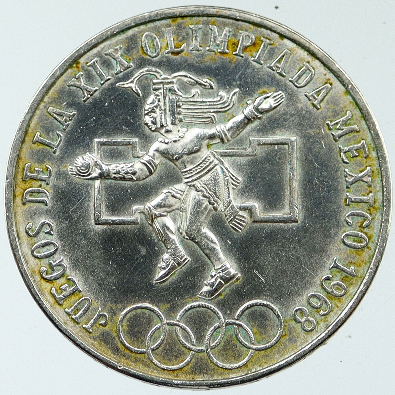 1968 Mexico XIX Olympic Games AZTEC BallGAME 0.51oz Silver 25 Pesos Coin i117684