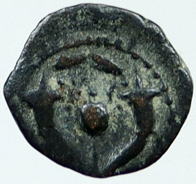 JUDAH ARISTOBULUS I JEWISH 104BC Jerusalem Widow's Mite Coin Hendin 1143 i117582