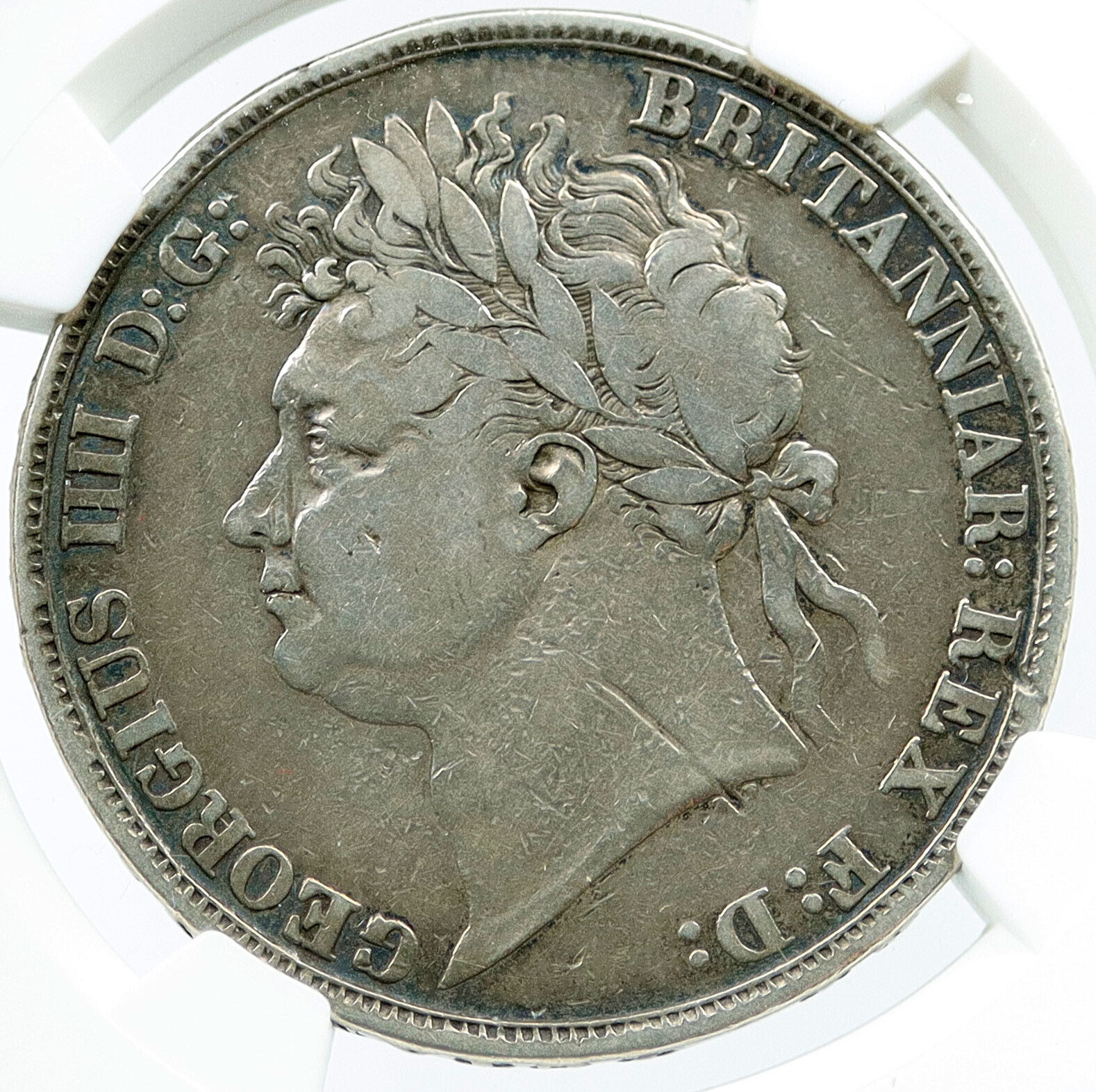 1821 GREAT BRITAIN UK King GEORGE IV Large 0.84oz Silver CROWN Coin NGC i117851