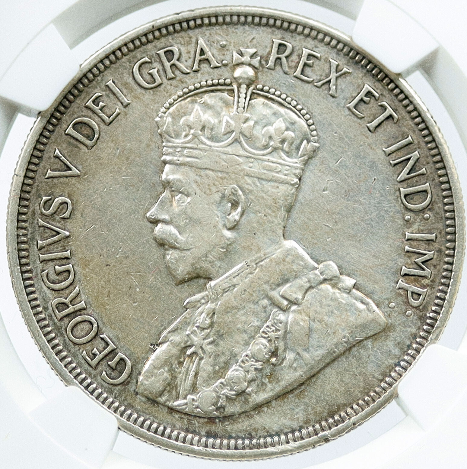 1928 CYPRUS under UK King GEORGE V 0.84oz SILVER 45 Piastres Coin NGC i117852