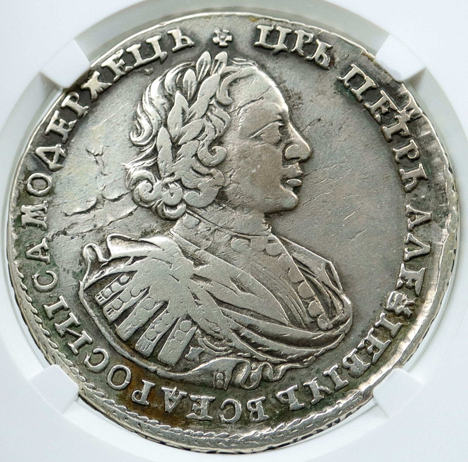 1721 RUSSIA Peter I the Great LARGE 0.666oz Silver Rouble Coin NGC i117860