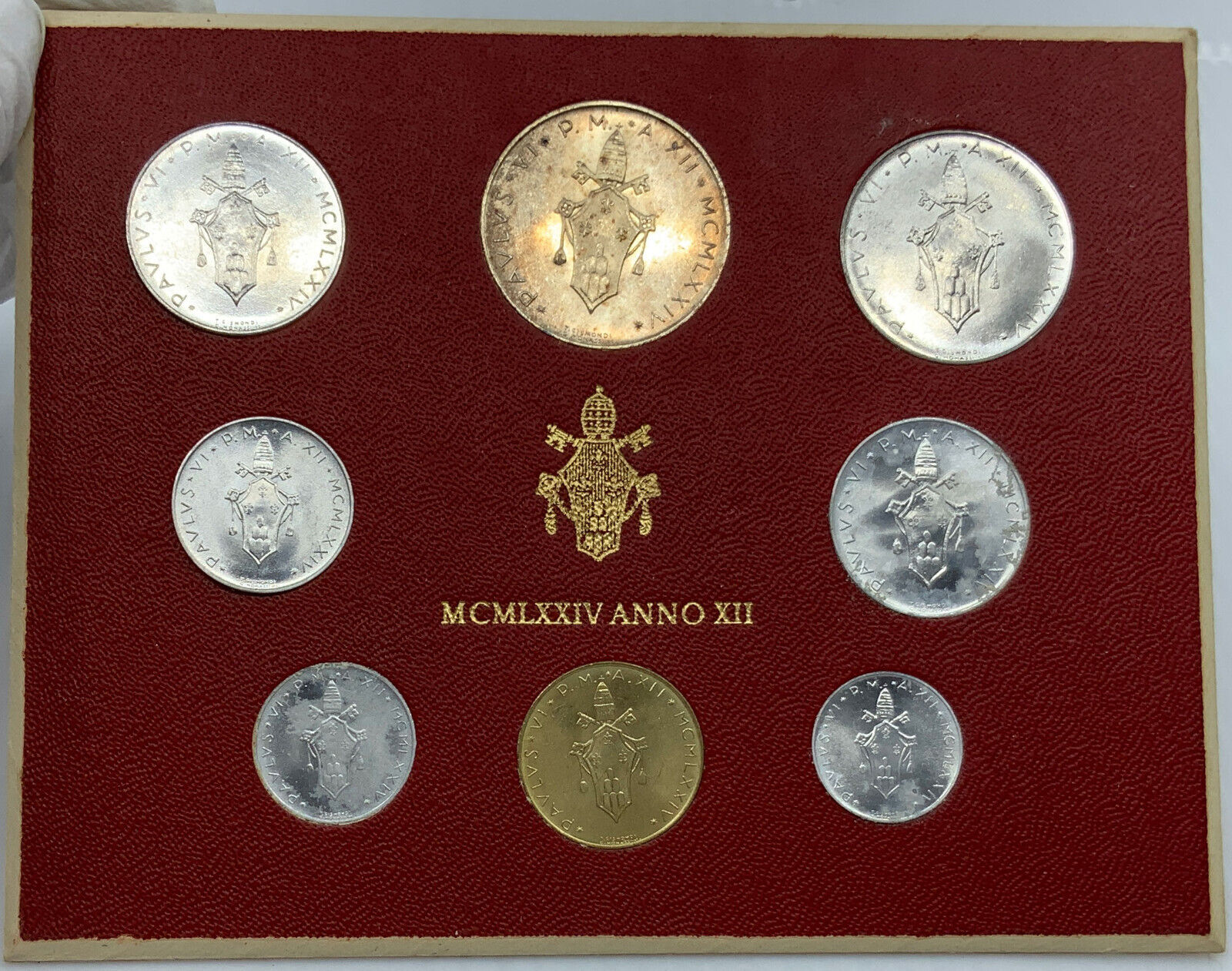 1974 Pope PAUL VI - VATICAN CITY 8 Coins SET includes 500 Lire SILVER i114407
