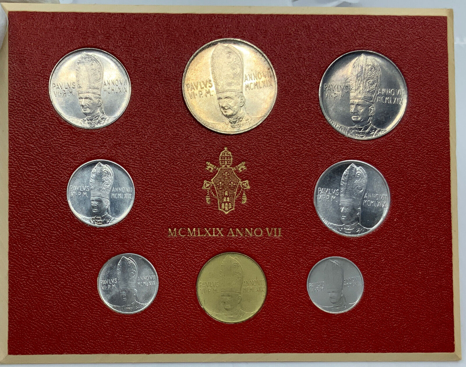 1969 Pope PAUL VI - VATICAN CITY 8 Coins SET includes 500 Lire SILVER i114408