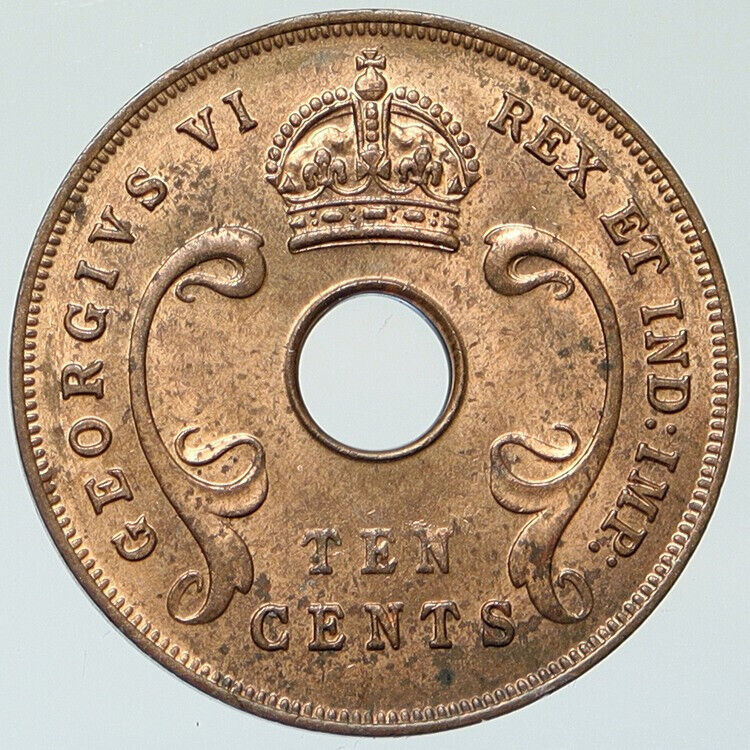 1942 British EAST AFRICA UK King George VI Old VINTAGE 10 Cents Coin i1118986