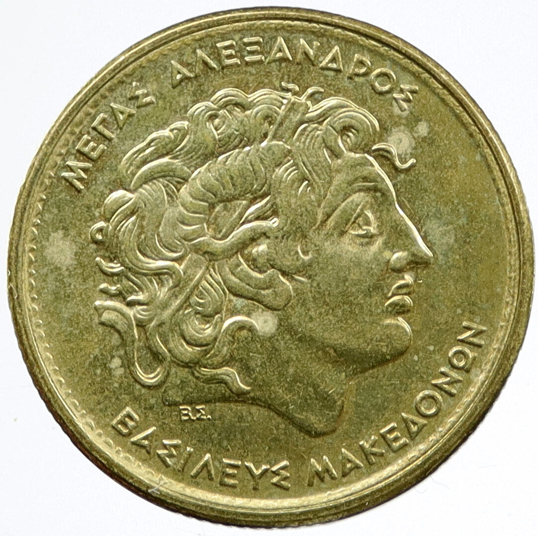 1990 GREECE 100 Drachmai MODERN Coin with ALEXANDER III the GREAT i117184