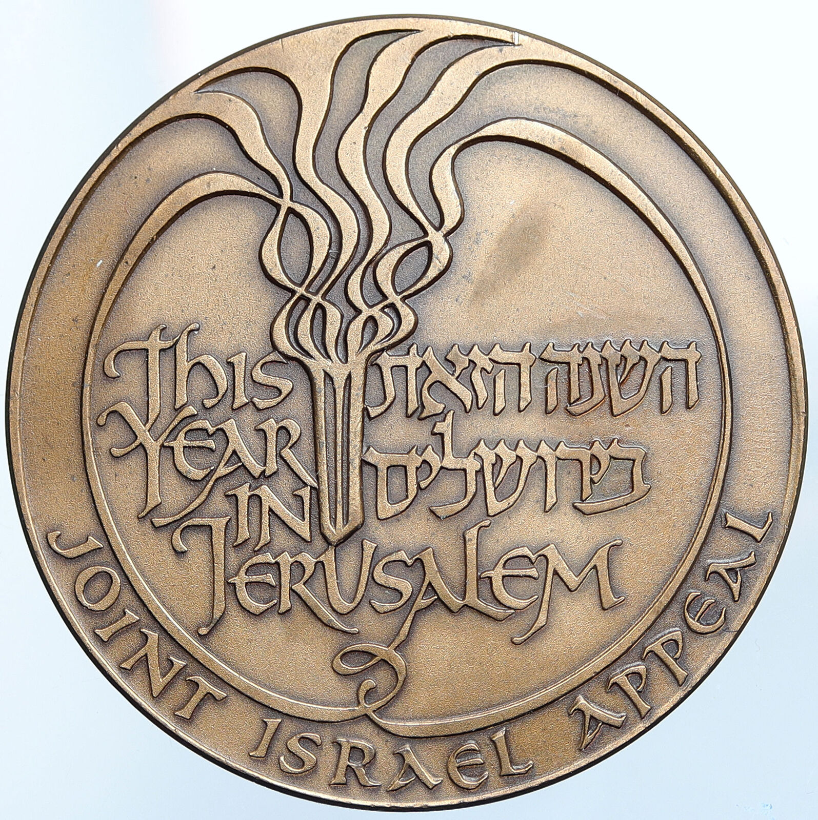 1994 ISRAEL Jewish OLD TEMPLE JERUSALEM VIEW American Aid Old City Medal i114767