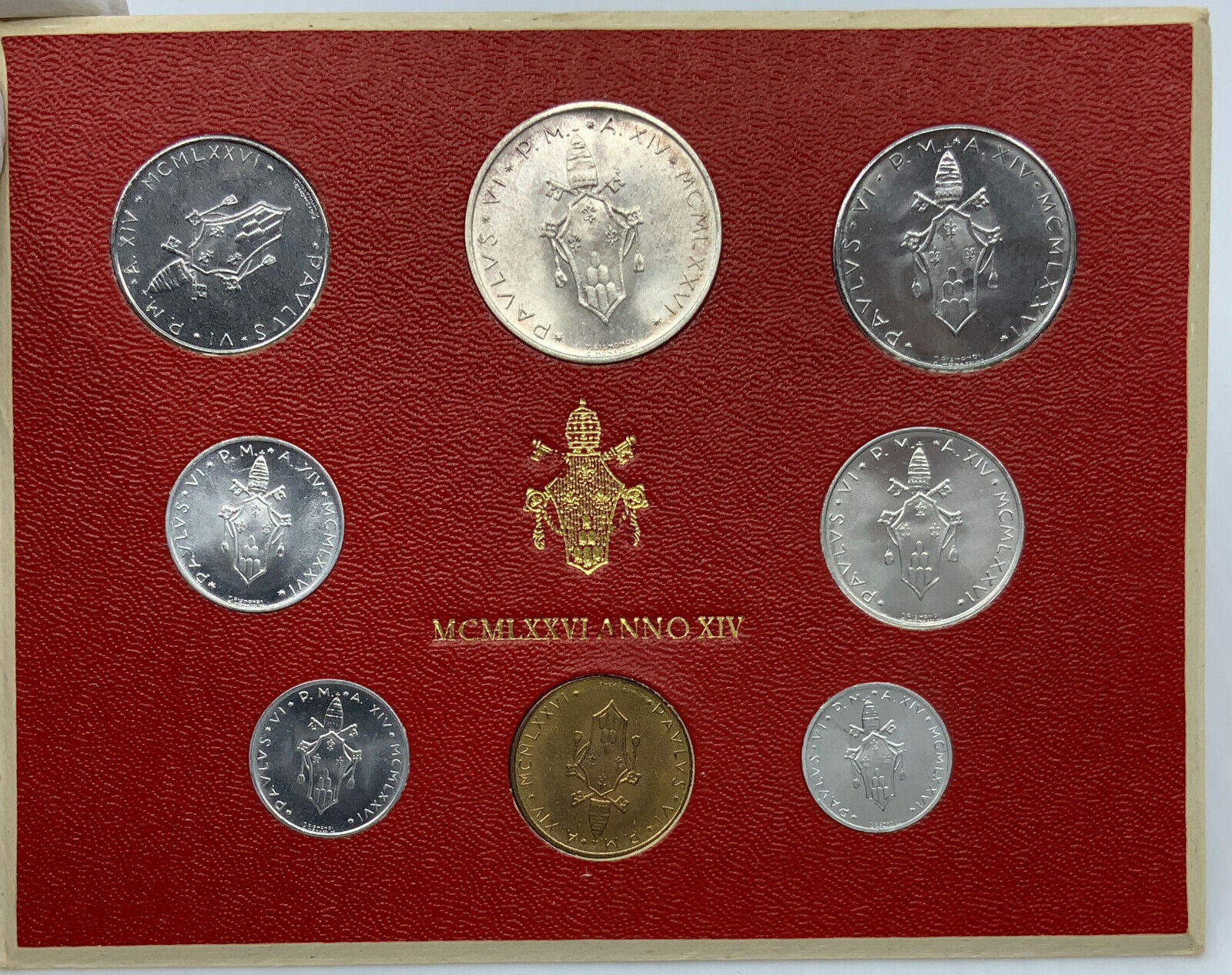1976 Pope PAUL VI - VATICAN CITY 8 Coins SET includes 500 Lire SILVER i114401