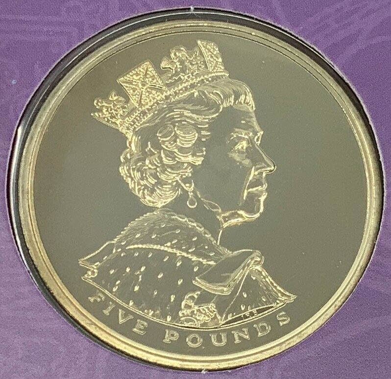 2002 Great Britain United Kingdom QUEEN ELIZABETH II 50th 5 Pounds Coin i114435