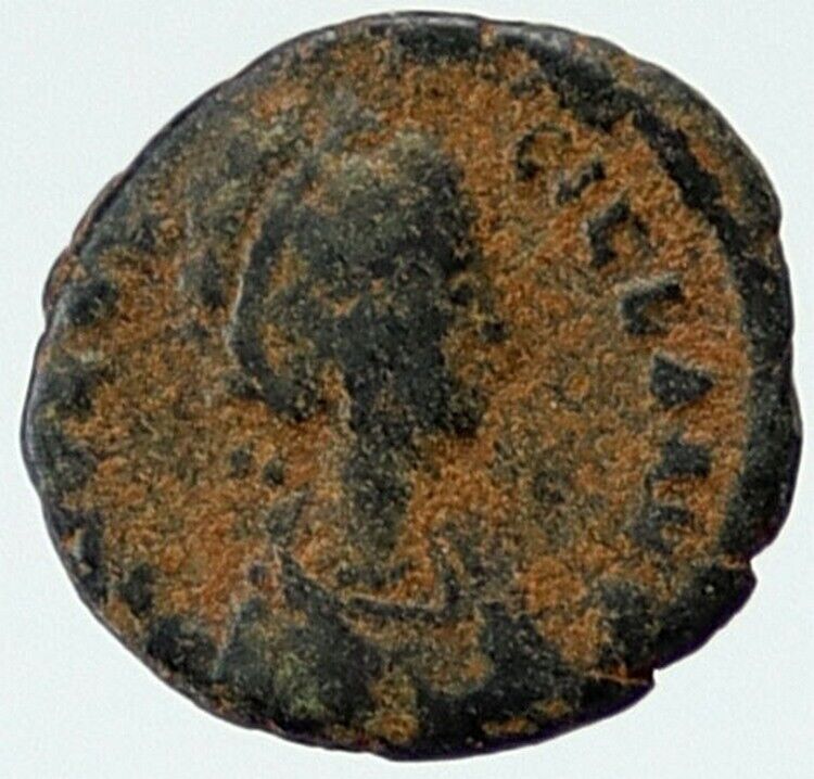 SAINT Aelia Flacilla wife of Theodosius I CHRISTIAN CHI-RHO Roman Coin i115605