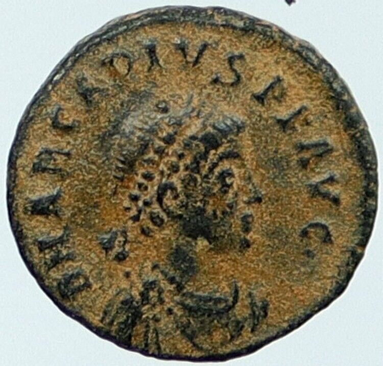 ARCADIUS Authentic Ancient Genuine 383AD Roman Coin of Antioch w WREATH i118182