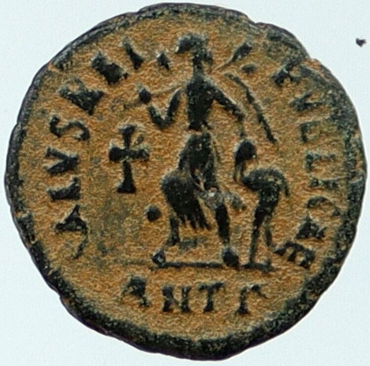 ARCADIUS Authentic 383AD Ancient Roman Coin w VICTORY ANGEL & CHI-RHO i118178