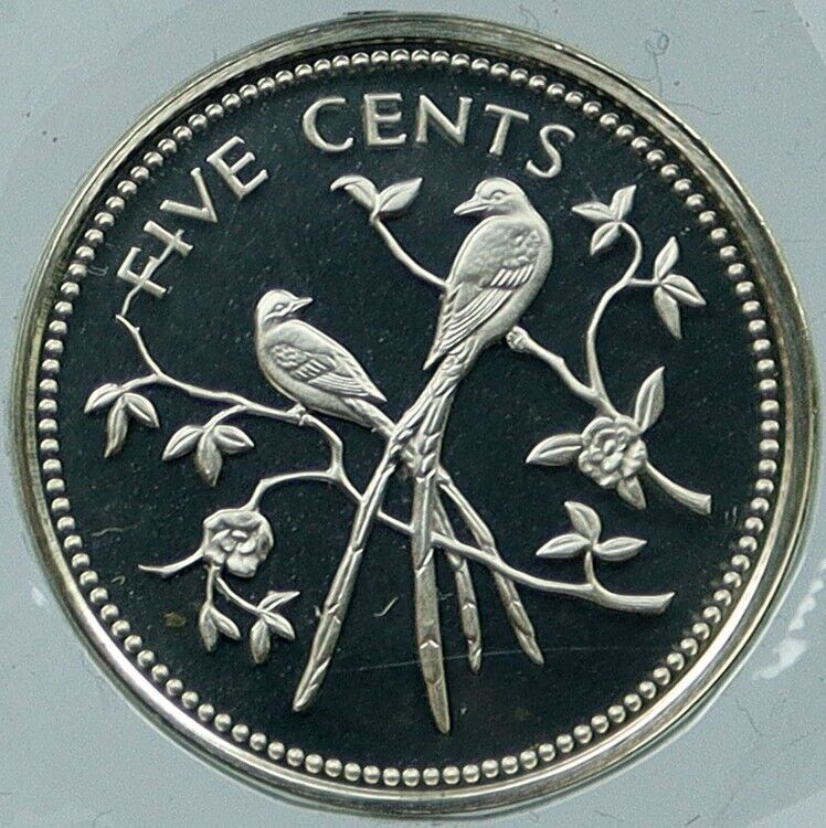1974 BELIZE Avifauna FORK TAILED FLYCATCHER BIRD Proof Silver 5Cent Coin i118209