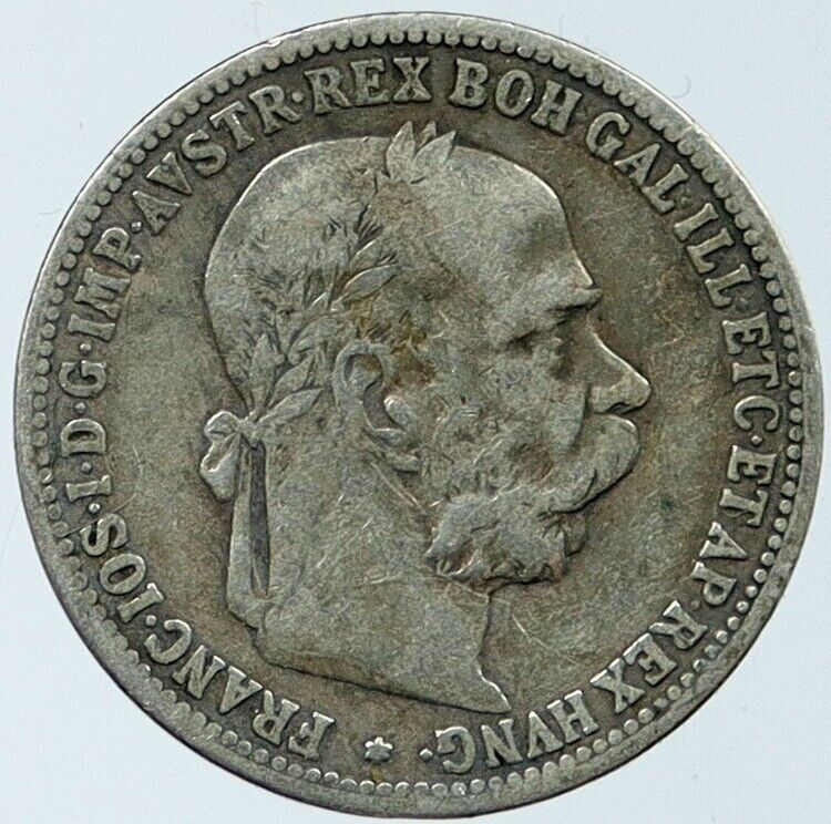 1893 AUSTRIA w KING FRANZ JOSEPH I Eagle ANTIQUE OLD Silver Corona Coin i118215