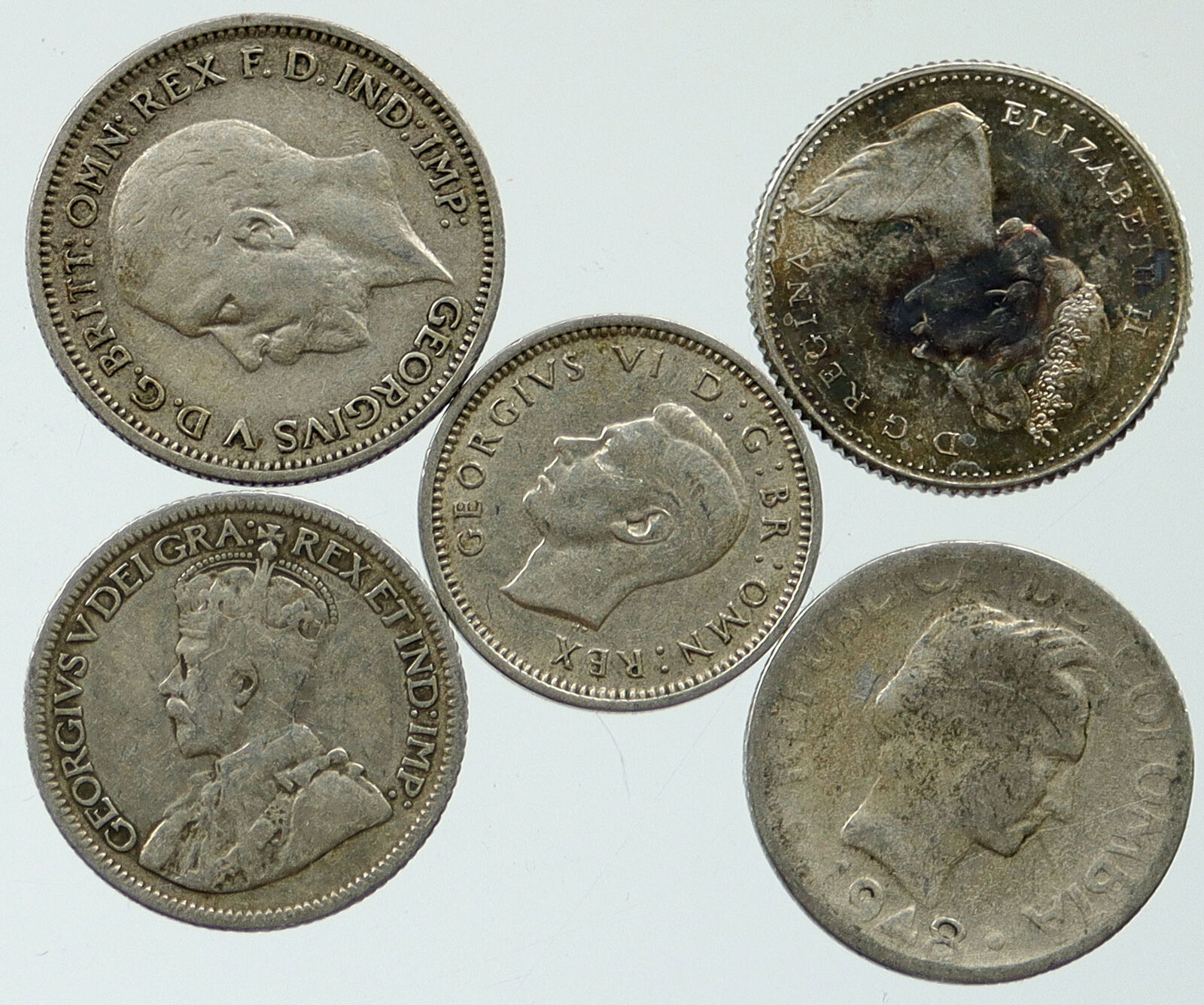 Lot of 5 Silver WORLD COINS Authentic Collection Vintage Group DEAL GIFT i115411