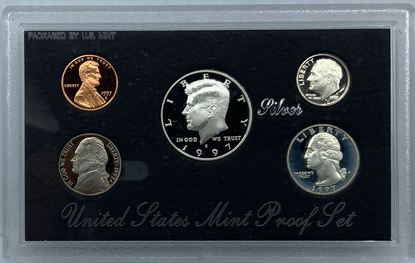 1997S US President JFK Proof Silver Half Dollar Quarter US Coin SET of 5 i114456