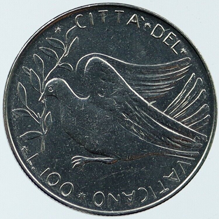1970 VATICAN City POPE PAUL VI Vintage Christian 100 Lire Dove Coin i118246
