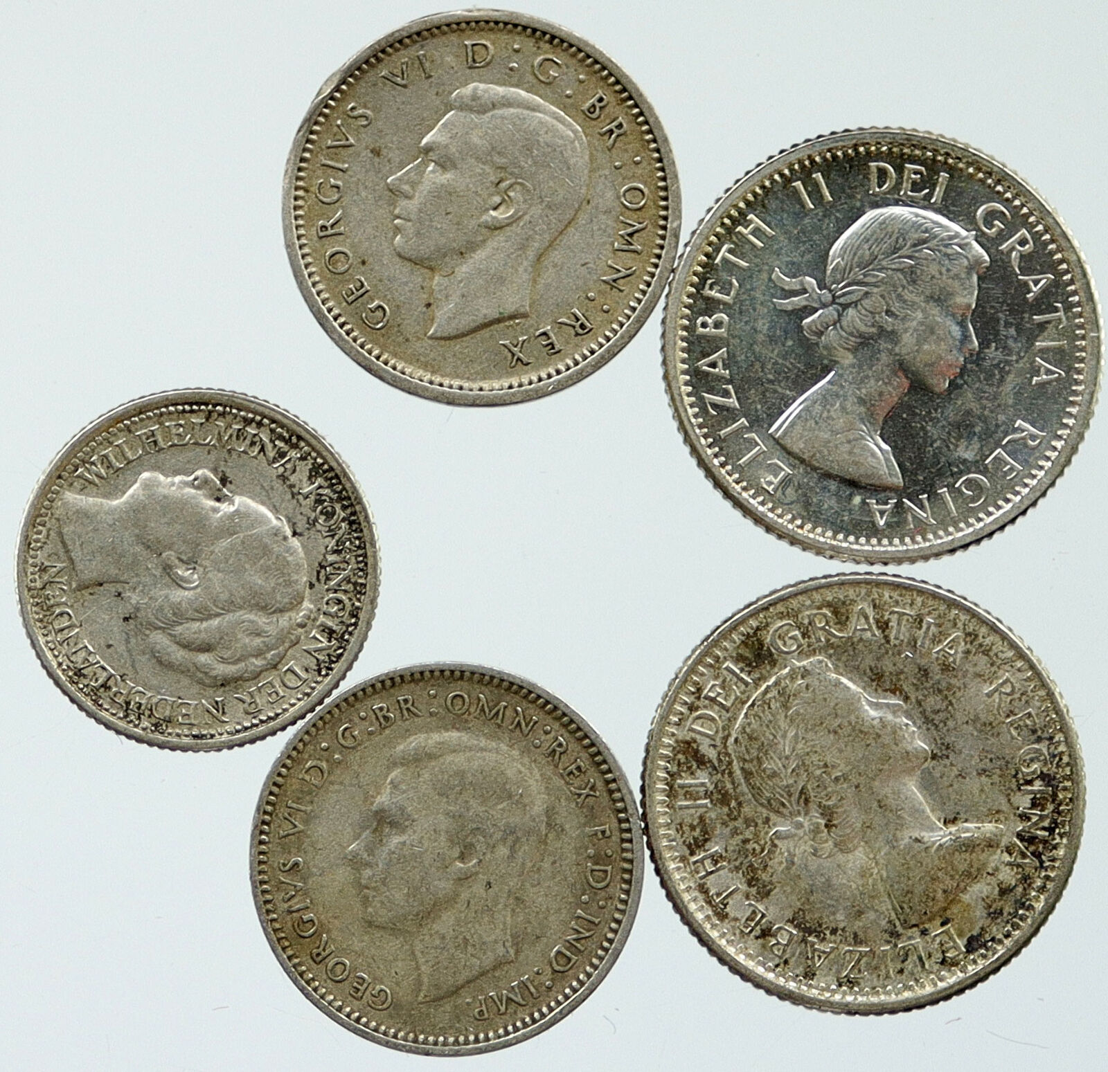 Lot of 5 Silver WORLD COINS Authentic Collection Vintage Group DEAL GIFT i115391