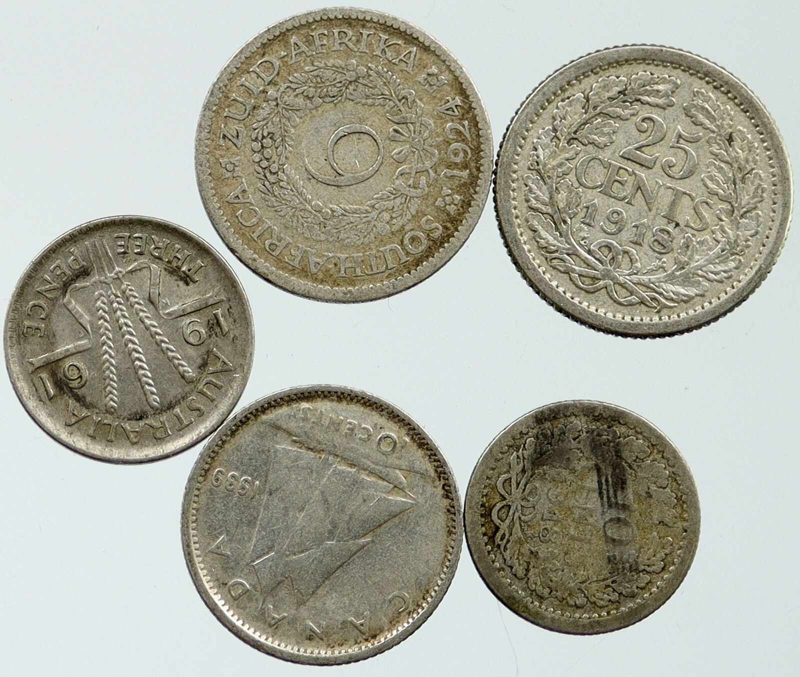 Lot of 5 Silver WORLD COINS Authentic Collection Vintage Group DEAL GIFT i115395