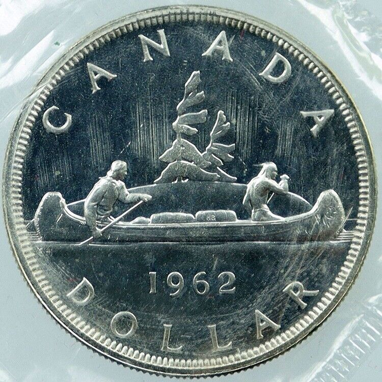 1962 CANADA under UK QUEEN ELIZABETH II Big SILVER DOLLAR Coin VOYAGERS i118311