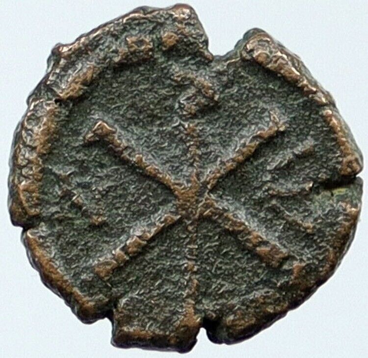 JUSTIN I 518AD Pentanummium Ancient Byzantine Coin CHRISTIAN CHI-RHO i118361