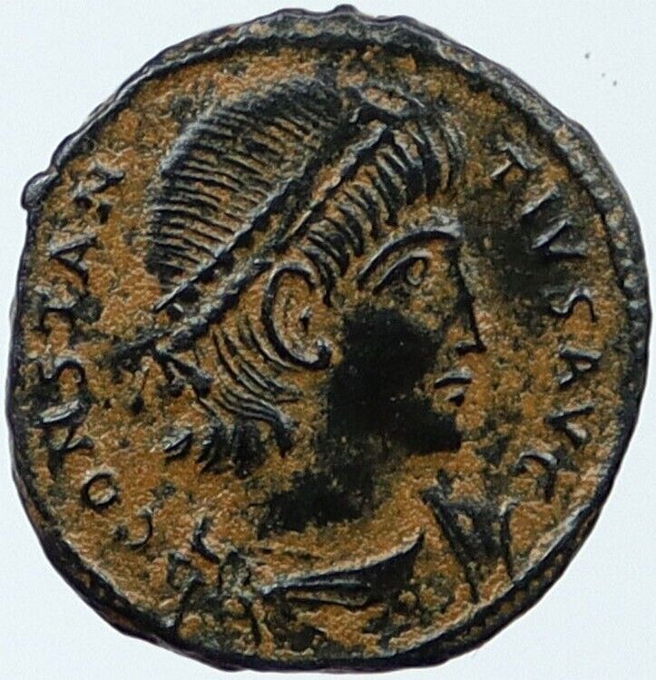 CONSTANTIUS II Authentic Ancient 337AD Roman Coin w LEGIONARY SOLDIERS i118379