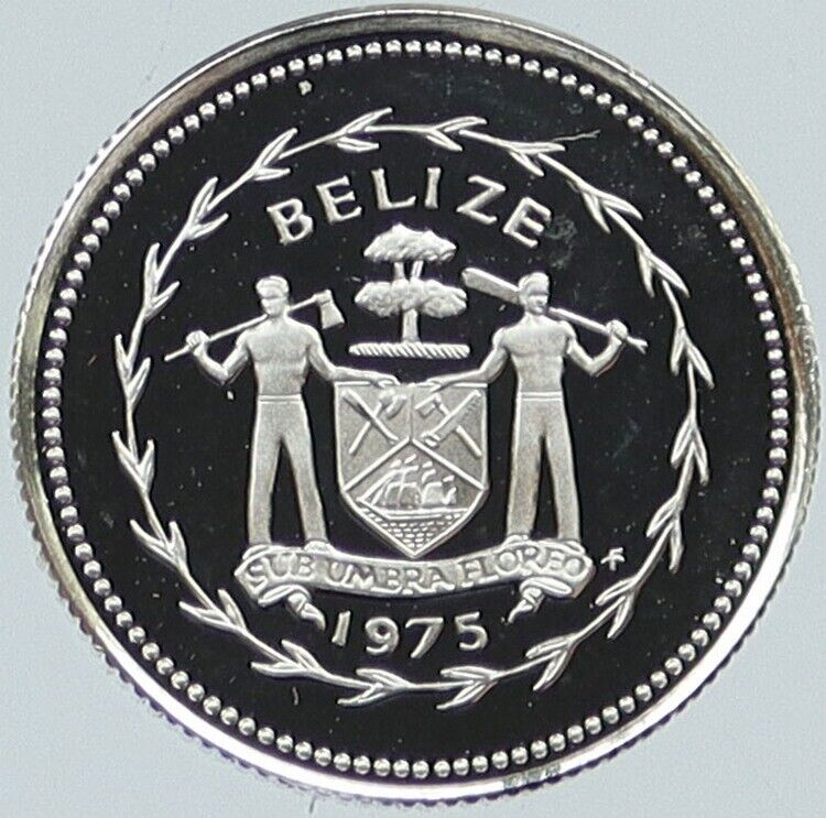 1975 BELIZE Avifauna Long-tailed HERMIT BIRD Proof Silver 10 Cents Coin i118373
