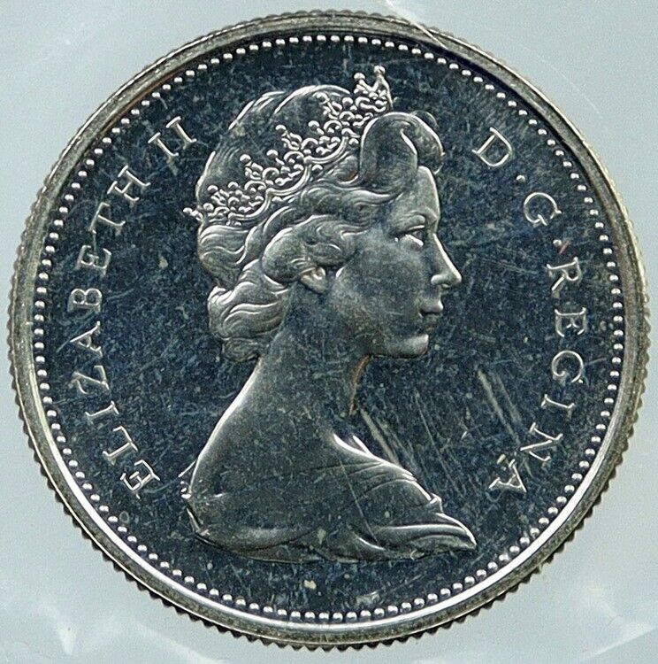 1966 CANADA under UK Queen ELIZABETH II Silver 25 Cent Coin CARIBOU i118385