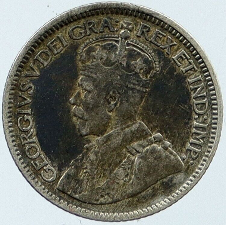 1917 CANADA King GEORGE V Original Genuine CANADIAN Silver 10 Cents Coin i118365