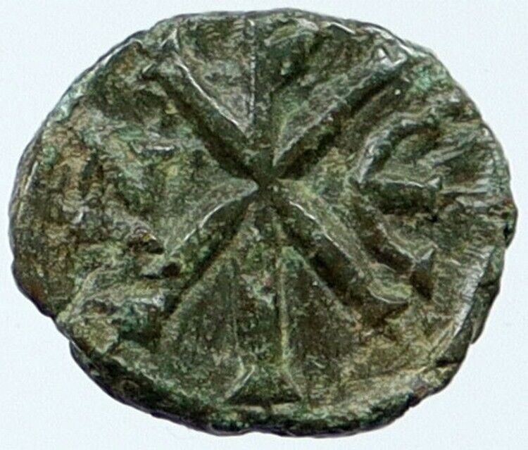 JUSTIN I 518AD Pentanummium Ancient Byzantine Coin CHRISTIAN CHI-RHO i118386