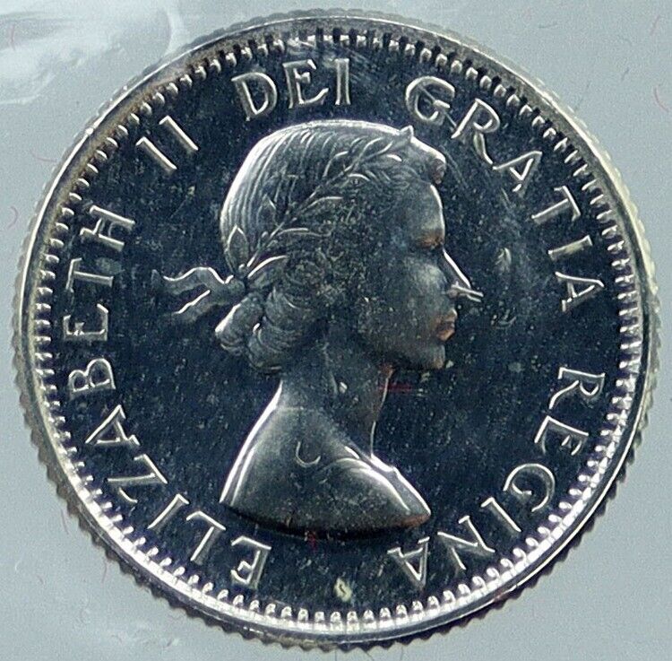 1962 CANADA Queen ELIZABETH II Silver 10 Cents Coin BLUENOSE SHIP i118372