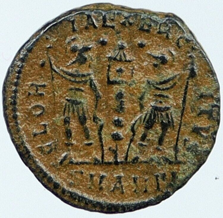 CONSTANTIUS II Authentic Ancient 337AD Roman Coin w LEGIONARY SOLDIERS i118390