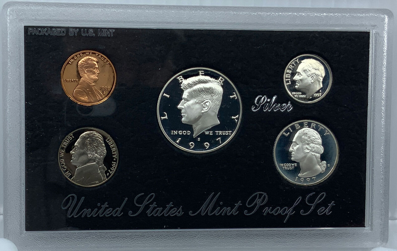 1997S US President JFK Proof Silver Half Dollar Quarter US Coin SET of 5 i114455
