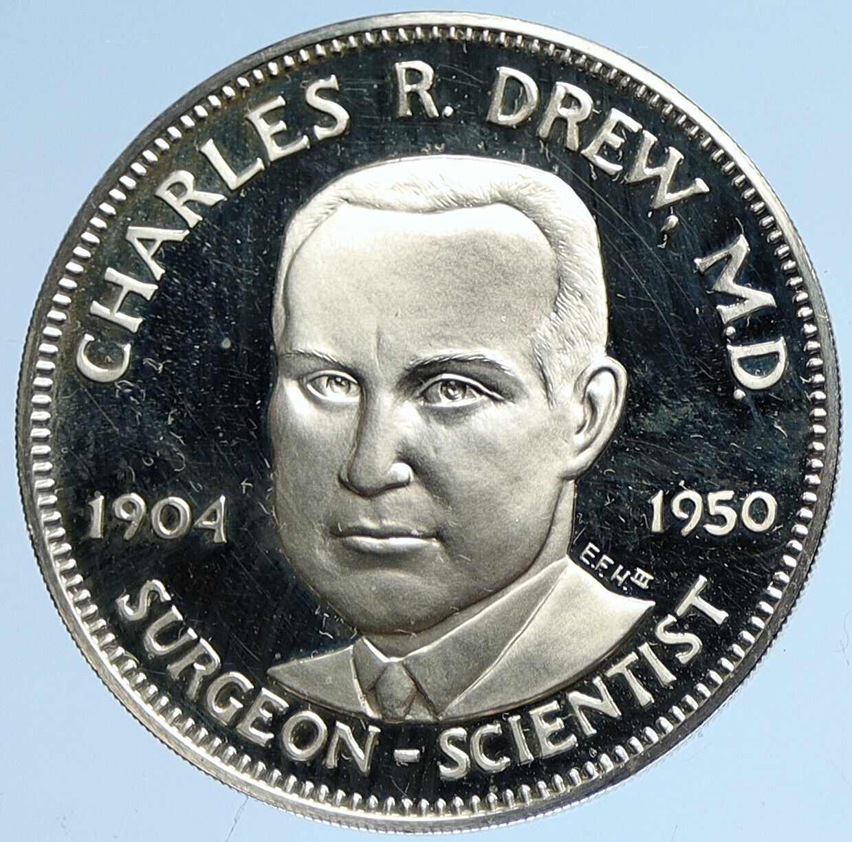 1970 US Franklin Mint CHARLES DREW MD PLASMA RESEARCH Proof Silver Medal i113018