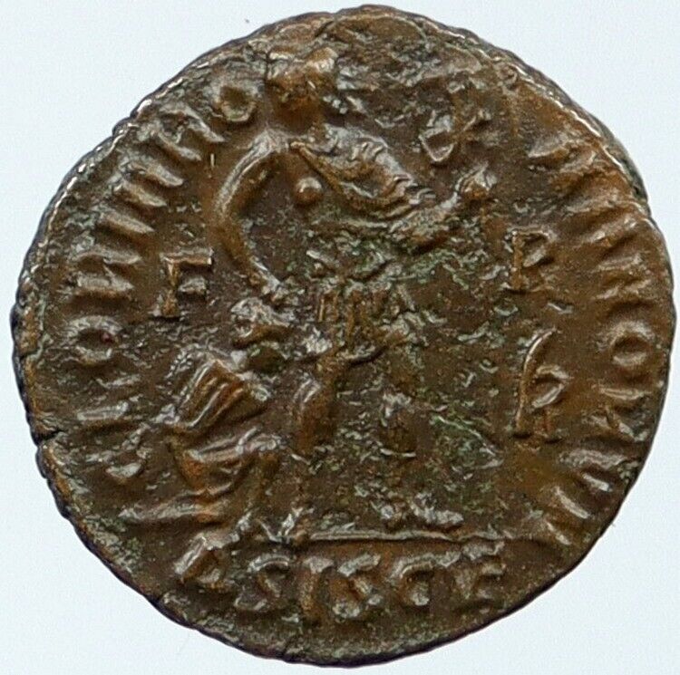 VALENTINIAN I holds CHRISTIAN Chi-Rho 367AD Authentic Ancient Roman Coin i118427