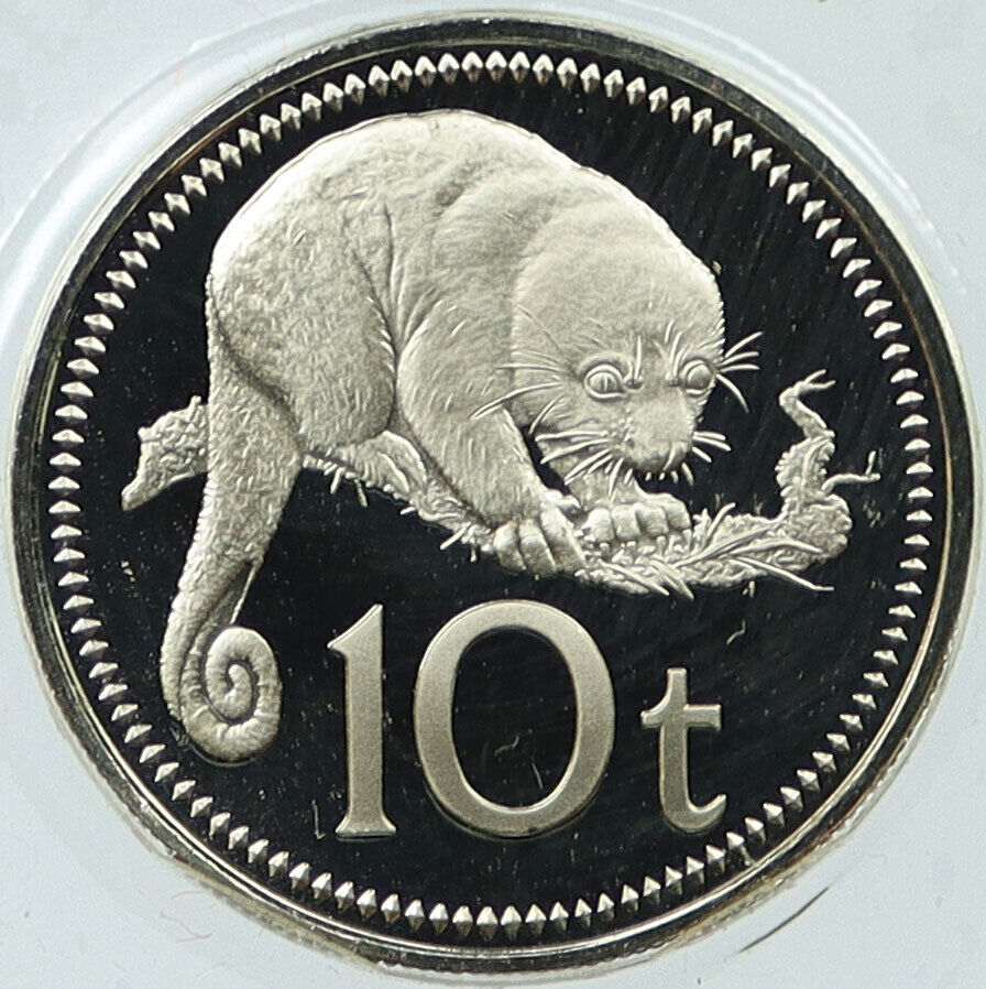 1975 PAPUA NEW GUINEA Spotted Cuscus Animal VINTAGE Proof 10 Toea Coin i115087