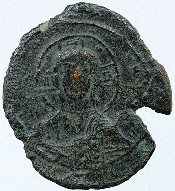 JESUS CHRIST Class B Anonymous Ancient OLD Byzantine Follis Coin CROSS i118429