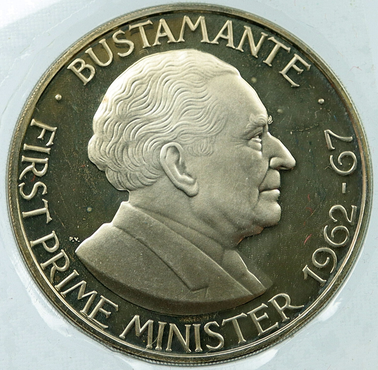 1974 JAMAICA First Prime Minister BUSTAMANTE Vintage Proof Dollar Coin i117790