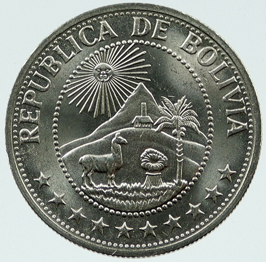 1968 BOLIVIA Commemorative FAO War Against Hunger 1 Peso Boliviano Coin i117290